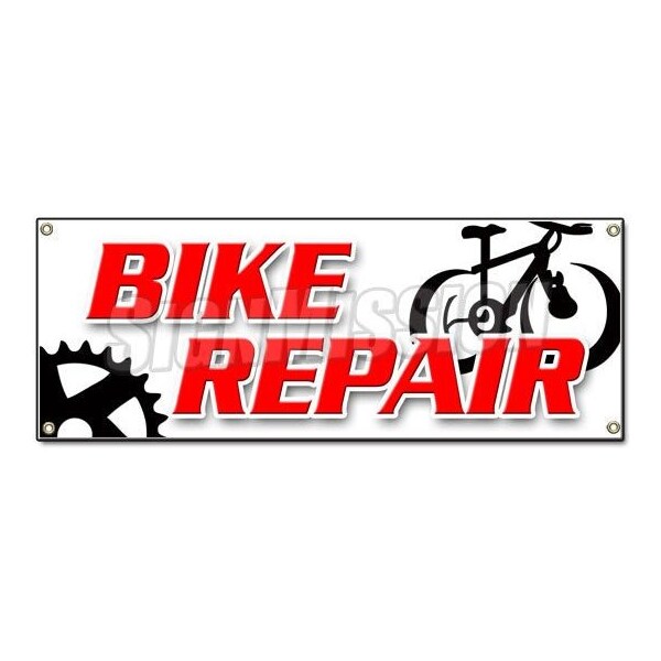 BIKE REPAIR BANNER SIGN bicycle shop repair rental scooter cycle helmet shoes